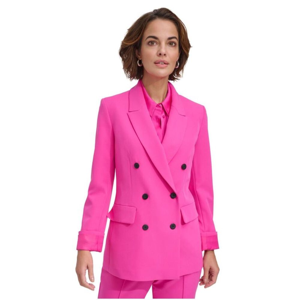 DKNY Womens Solid Pant Suit, Pink, 2, 26W x 33L, MP